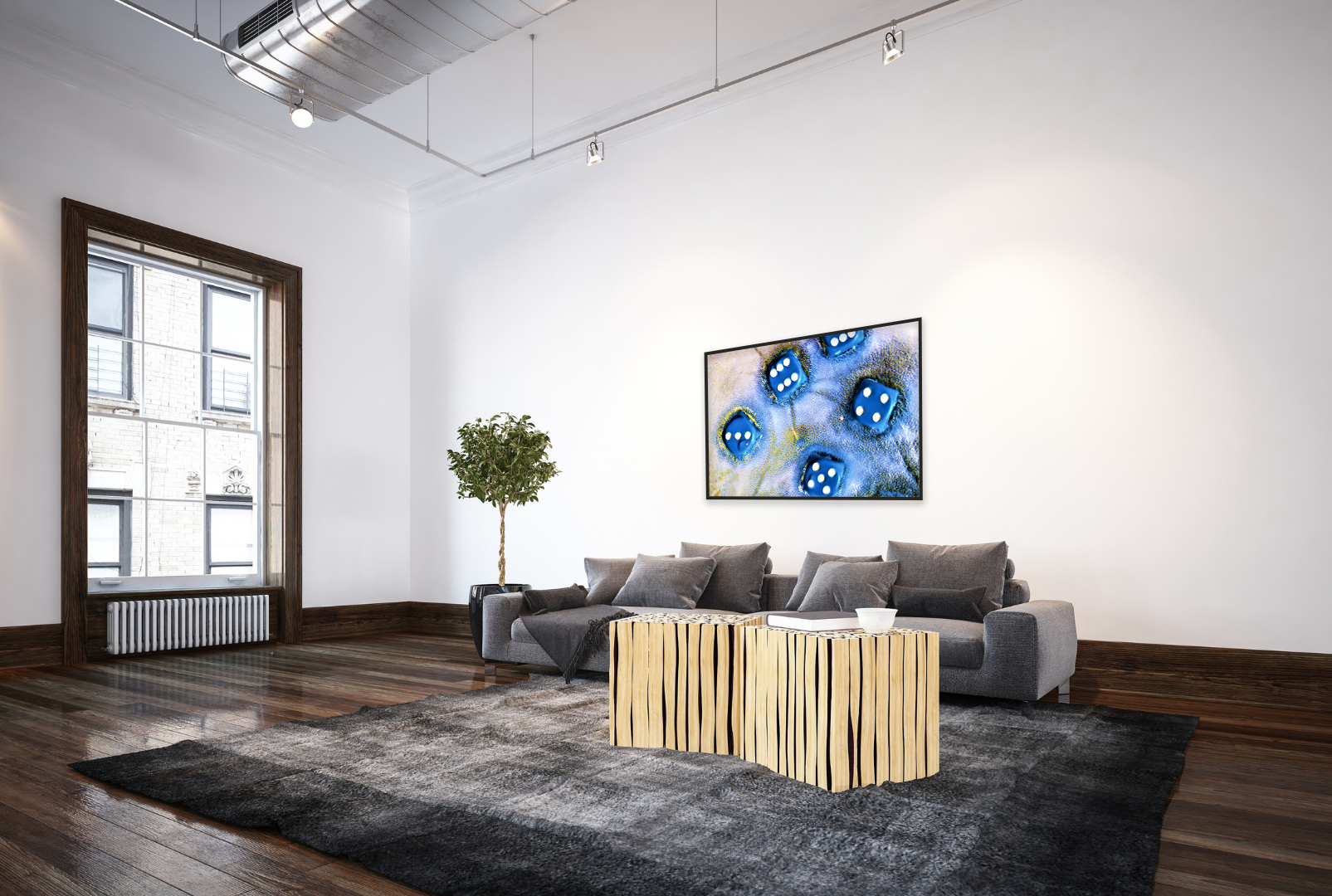 Rolling the Blue Dice original abstract contextualised office art modern decor photo print by Blair Montague Drake